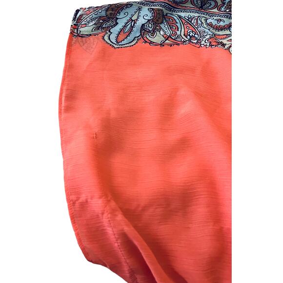 INVESTMENTS KIMONO SLEEVE, PULL-OVER BLOUSE, WOMENS, PL, ORANGE & BLUE PAISLEY - Picture 9 of 12